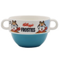Custom Personalized Printing Bone Stackable Salad Ceramic Bowl with Double Handle and Customized Logo